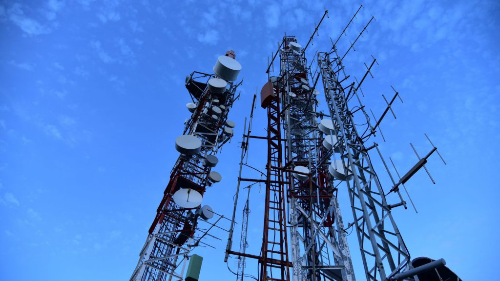 cell tower cellphone masts clouds carrier telcos