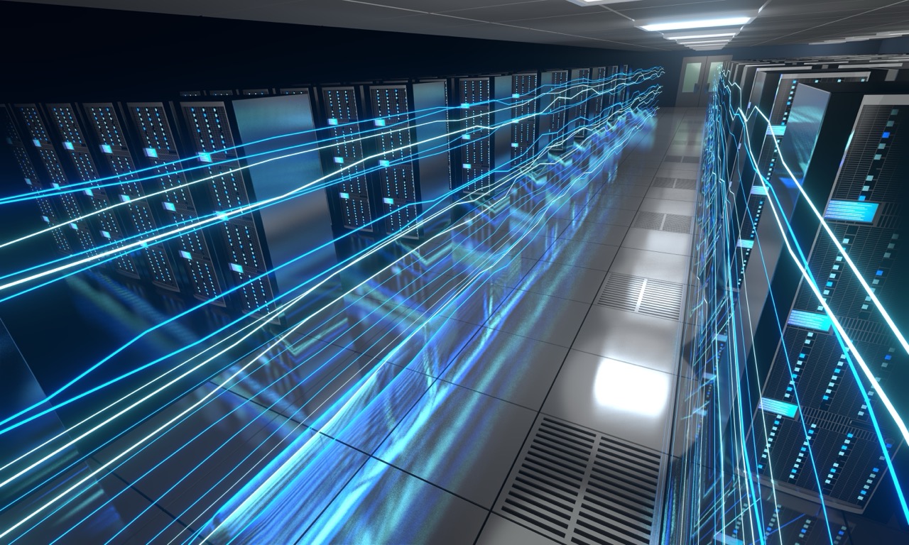 Digital information flow through data center with many computer